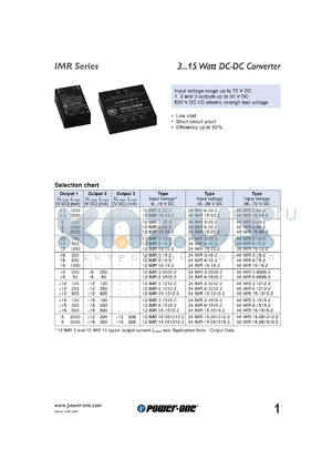 12IMR15-03-7 datasheet - Input voltage range:9-18V output voltage 3.3V (3000mA) DC/DC converter