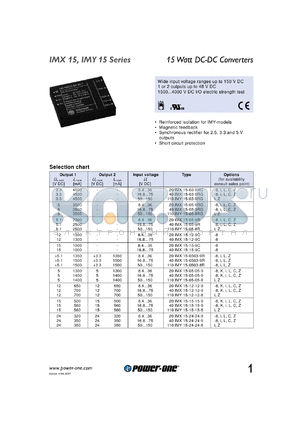 110IMY15-03-8RG datasheet - 15 Watt, input voltage range:50-150V output voltage 5V (3500mA) DC/DC converter