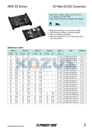 40IMX35D05D05-9 datasheet - 35 Watt, input voltage range:18-75V output voltage 5V (1.4A) DC/DC converter