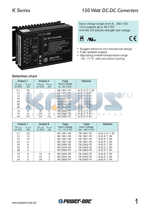 AK1001-7R datasheet - 150 Watt, input voltage range:8-35V output voltage 5.1V (20A) DC/DC converter