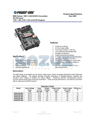 NDS03ZG-M6 datasheet - 10 Watt, input voltage range:36-75V, output voltage 5V (3.0A) DC/DC converter