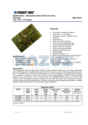 QLS25ZD datasheet - Input voltage range:36-75V, output voltage 2.5V (25A), 25A quarter-brick DC-DC converter