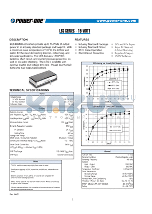 LES010ZD datasheet - 15 Watt, input voltage range:36-75V, output voltage 2.5V,(3A)   DC/DC converter