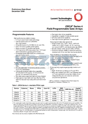 OR4E4-1BC352 datasheet - ORCA Series 4 Field-programmable gate arrays