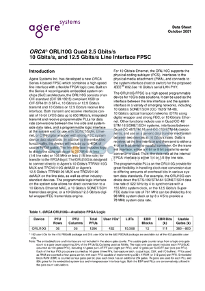 ORLI10G-3BM680 datasheet - ORCA quad line 2.5 Gbits/s, 10 Gbits/s and 12.5 Gbits/s interface FPSC