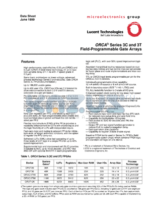 OR3T20-7S208I datasheet - ORCA feild-programmable gate array. Voltage 3.3 V.