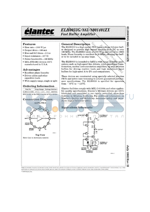 ELH0033G/883B datasheet - Fast operational amplifier