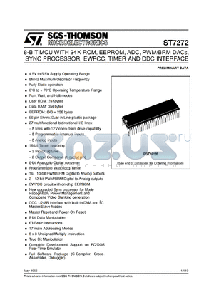 ST72E72M5B1 datasheet - 8-bit MCU with 24K ROM, EEPROM, ADC, PWM/BRM DACs, sync processor, EWPCC, timer and DCC interface