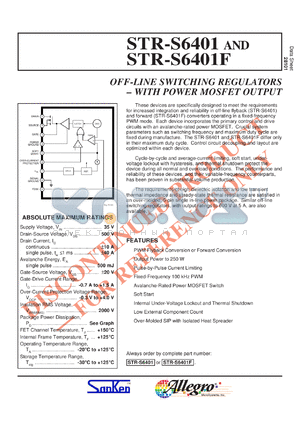 STRS6401 datasheet - Off-line switching regulator