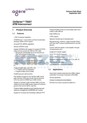 T8207-BAL-DB datasheet - CelXpres ATM interconnect. Dry pack tray.