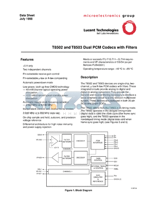 T8502-EL2-D datasheet - Dual PCM codec with filters.