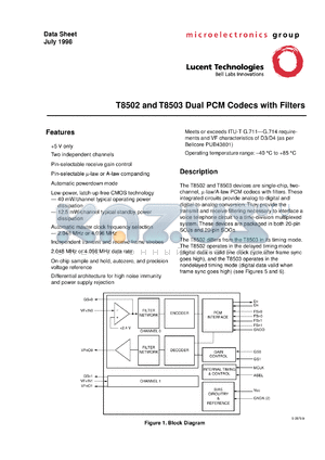 T8503-EL2-DT datasheet - Dual PCM codec with filters. Tape and reel.