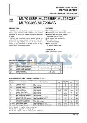 ML720C8F datasheet - InGaAsP- MQW FP laser diode