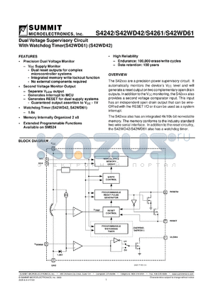 S4261PB datasheet - Dual voltage supervisory circuit with watchdog timer