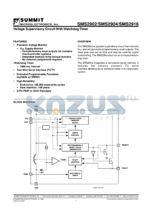 SMS2916P datasheet - Voltage supervisory circuit with watchdog timer