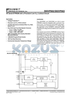 S93VP662PI-ATE7 datasheet - 4K serial E2PROM with a precision low-Vcc lockout circuit