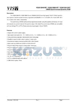 VG36128401BT-7H datasheet - CMOS synchronous dynamic RAM