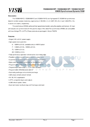 VG36644041L-6 datasheet - CMOS synchronous dynamic RAM