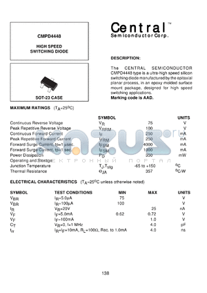 CMPD4480 datasheet - High speed switching diode