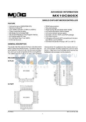 MX10C8053FI datasheet - Single-chip 8-bit microcontroller