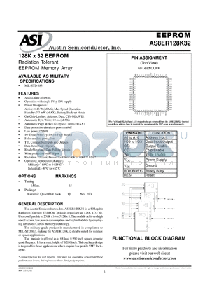 AS8E128K32Q-15/IT datasheet - 128K x 32 EEPROM radiation tolerant memory array