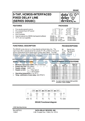 DDU8C-5200MD4 datasheet - Total delay 200 +/-10 ns, 5-TAP, HCMOS-interfaced fixed delay line