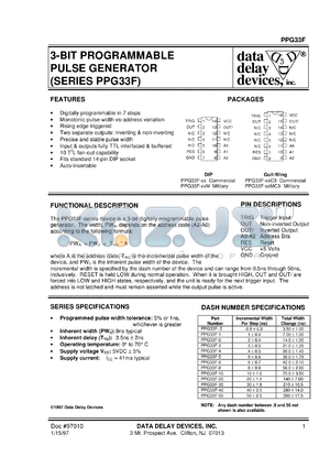 PPG33F-0.5C3 datasheet - 0.5 +/-0.3 ns, 3-BIT, programmable pulse generator