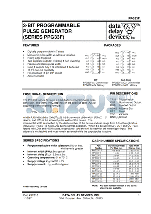 PPG33F-0.5MC3 datasheet - 0.5 +/-0.3 ns, 3-BIT, programmable pulse generator