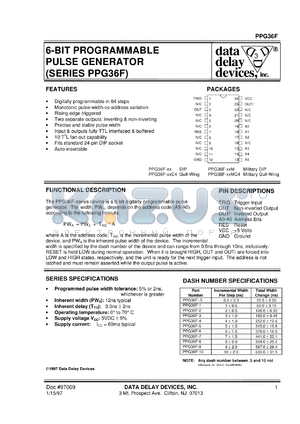 PPG36F-2C4 datasheet - 2 +/-0.5 ns, 6-BIT, programmable pulse generator