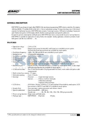 EM73P982H datasheet - 4-bit micro-controller