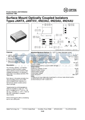 4N22AU datasheet - Surface mount optically coupled isolator