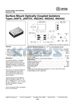 4N23AU datasheet - Surface mount optically coupled isolator
