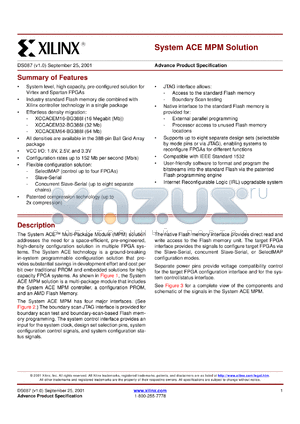 XCCACEM16BG388I datasheet - 16 Mb system ACE MPM