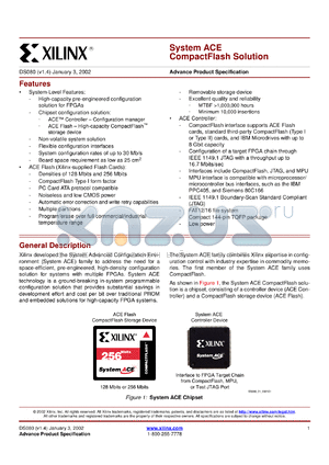 XCCACE128-I datasheet - 128-Mbit ACE flash card.