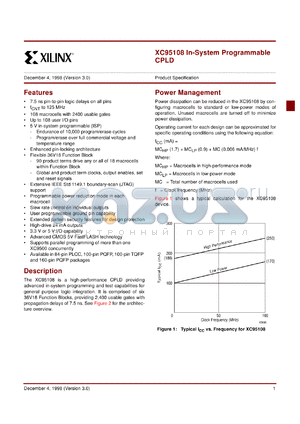 XC95108-10PQ160I datasheet - In-system programmable CPLD. Speed 10ns pin-to-pin delay.