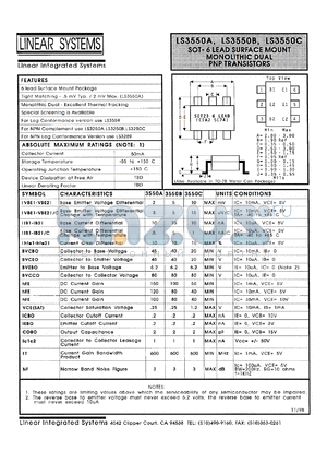 LS3550B datasheet - Surface mount monolithic dual PNP transistor