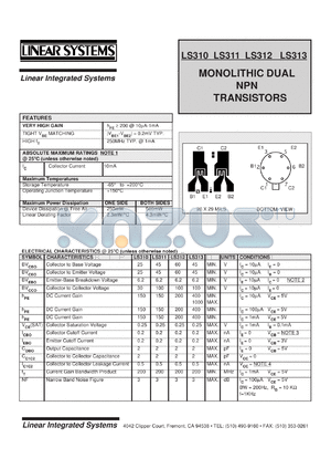 LS311 datasheet - Monolithic dual NPN transistor