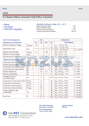 SMPJ310 datasheet - N-Channel silicon junction field-effect transistor