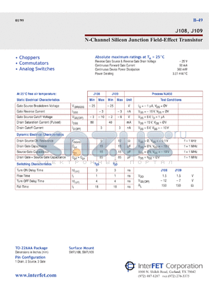 SMPJ109 datasheet - N-Channel silicon junction field-effect transistor