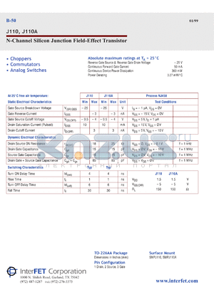 SMPJ110 datasheet - N-Channel silicon junction field-effect transistor