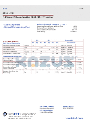 SMPJ210 datasheet - N-Channel silicon junction field-effect transistor