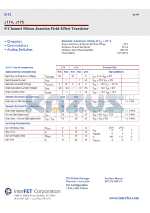 SMPJ175 datasheet - P-Channel silicon junction field-effect transistor