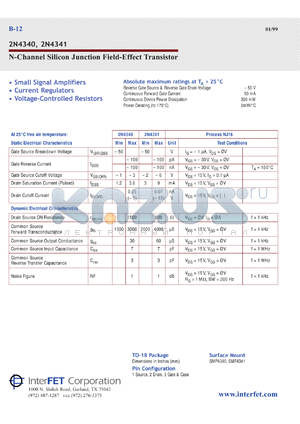 SMP4341 datasheet - N-Channel silicon junction field-effect transistor