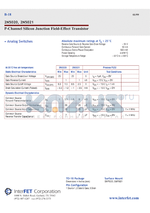 SMP5021 datasheet - P-Channel silicon junction field-effect transistor