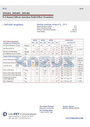 SMP5486 datasheet - N-Channel silicon junction field-effect transistor