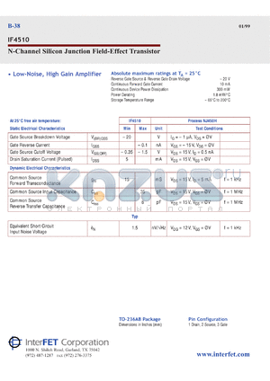 IF4510 datasheet - N-Channel silicon junction field-effect transistor