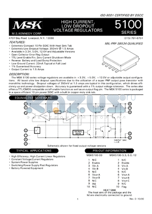 MSK5100-5B datasheet - High current, low dropout voltage regulator