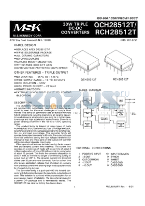 QCH28512TE datasheet - 30W triple DC-DC converter