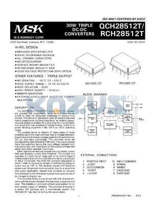 QCH28512TH datasheet - 30W triple DC-DC converter