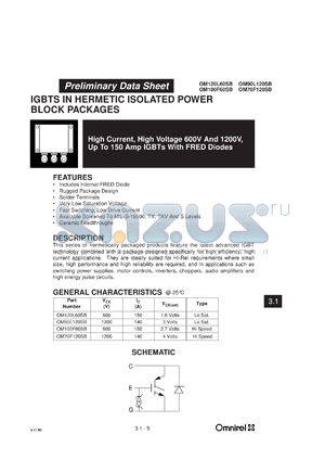 OM100F60SB datasheet - 600V, up to 150 Amp IGBT with FRED diodes